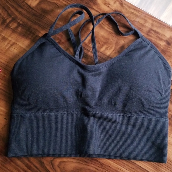 Black workout top/yoga bra/sexy top/backless/hot - Picture 4 of 8